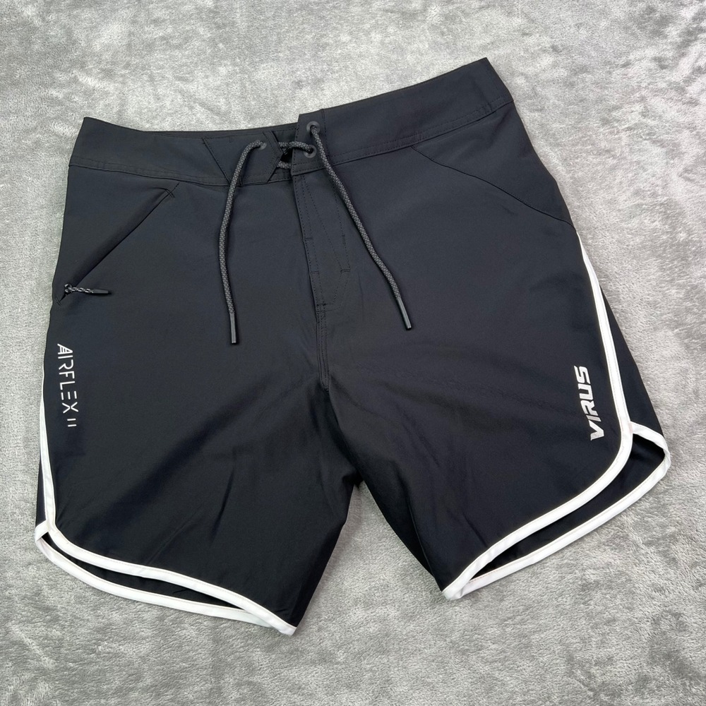 VIRUS Airflex II Training Shorts Mens 32 Black Solid Performance Athletic Gym 8"